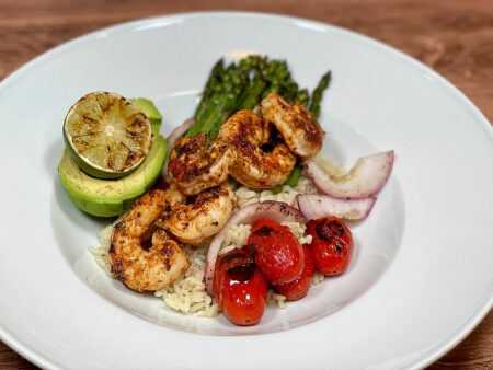 Oscarware Grill Topper and Grilled Shrimp Bowl